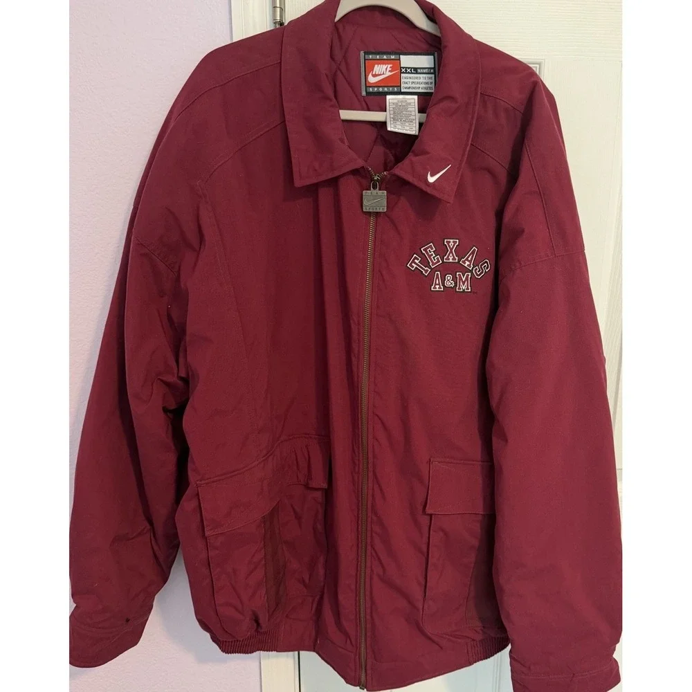 VINTAGE Nike Texas A&M Aggies Men's XXL Jacket Full Zip Quilted Football NCAA
